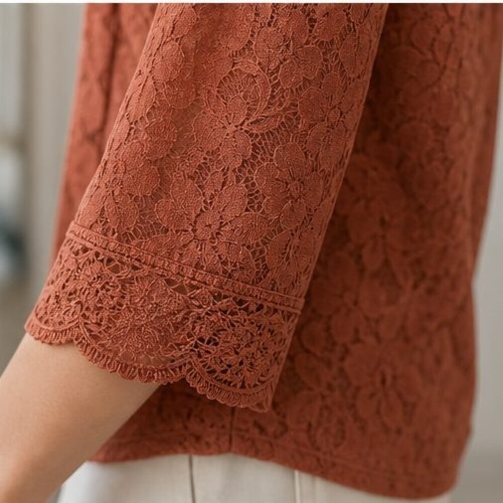 Rust Pleated Blouse - Picture 5 of 6